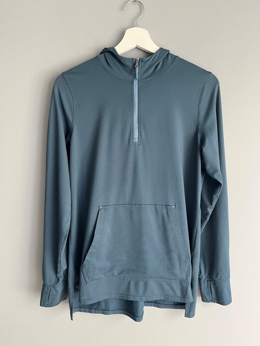 L.L.Bean Womens S Slate Blue Quarter Zip Hoodie Athletic Pullover Outdoor
